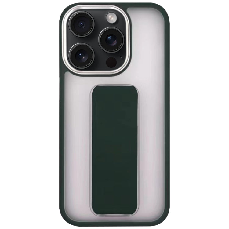 For iPhone 15 Pro Max Skin-Feel Plating Wrist Strap Stand Phone Case(Green) - HoMEdemic™ 