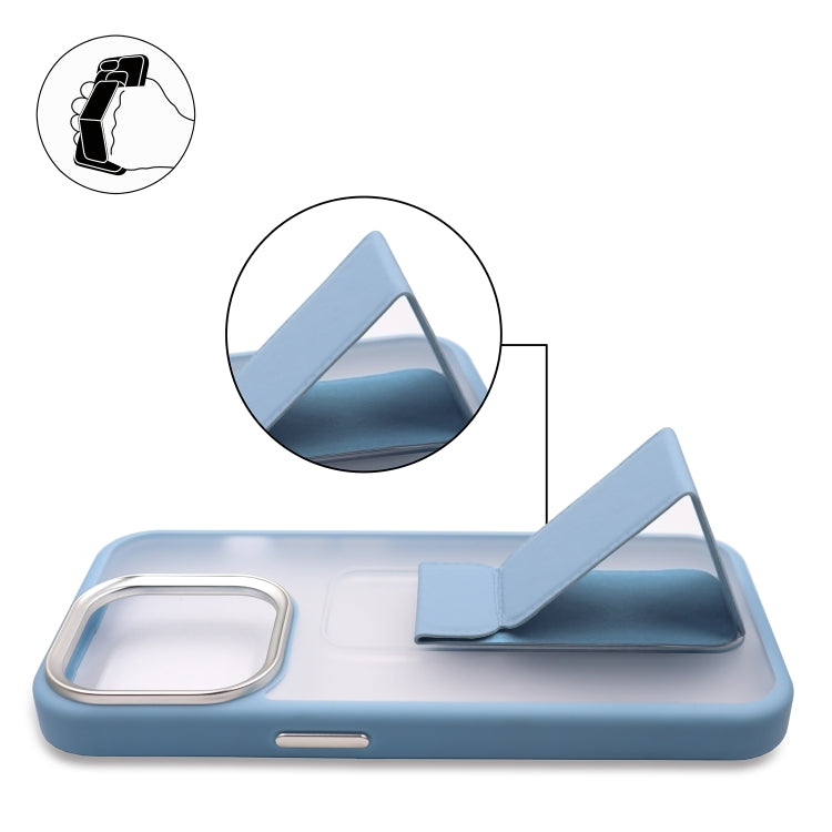 For iPhone 15 Pro Max Skin-Feel Plating Wrist Strap Stand Phone Case(Grey) - HoMEdemic™ 