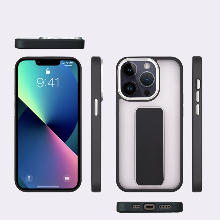 For iPhone 15 Pro Max Skin-Feel Plating Wrist Strap Stand Phone Case(Navy Blue) - HoMEdemic™ 