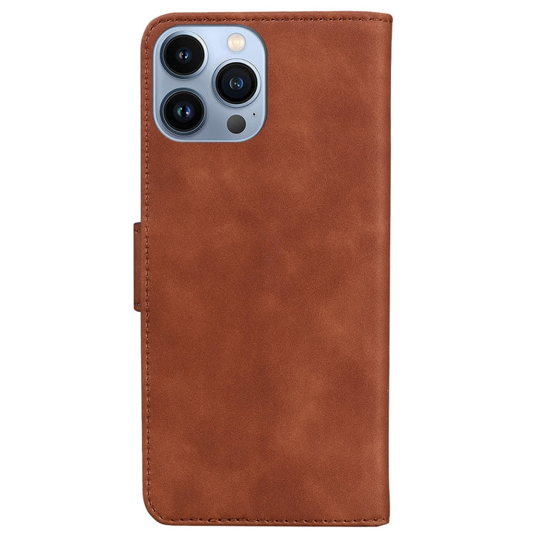 For iPhone 15 Pro Max Skin Feel Pure Color Flip Leather Phone Case(Brown) - HoMEdemic™ 