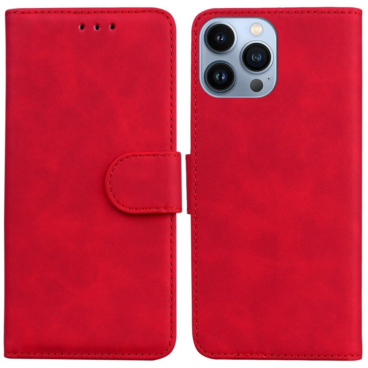 For iPhone 15 Pro Max Skin Feel Pure Color Flip Leather Phone Case(Red) - HoMEdemic™ 