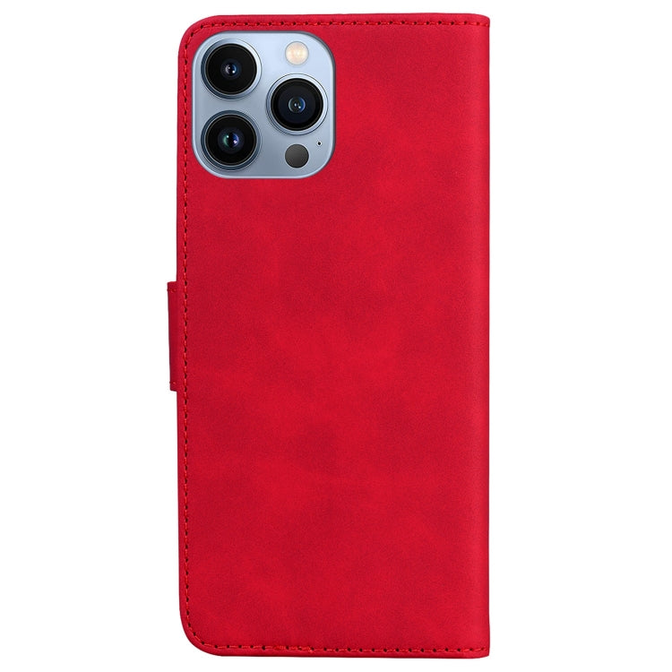 For iPhone 15 Pro Max Skin Feel Pure Color Flip Leather Phone Case(Red) - HoMEdemic™ 