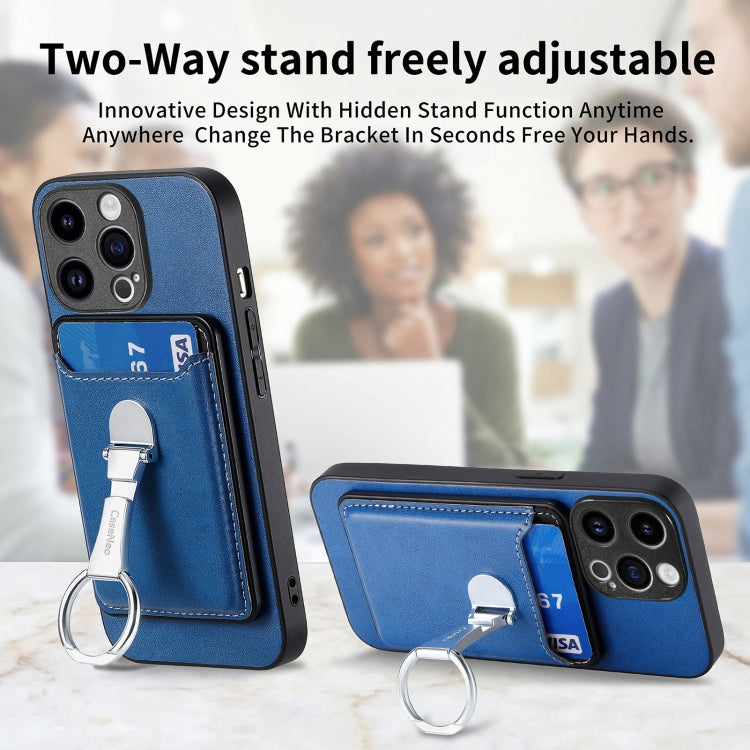 For iPhone 15 Pro Max Skin Feel Ring Holder Wallet Magnetic Phone Case(Blue) - HoMEdemic™ 