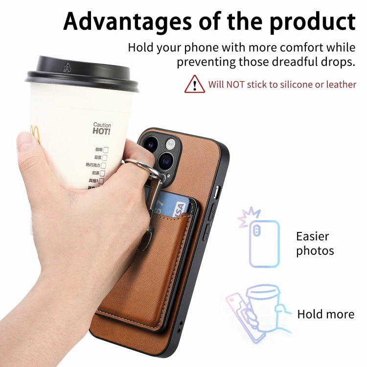 For iPhone 15 Pro Max Skin Feel Ring Holder Wallet Magnetic Phone Case(Brown) - HoMEdemic™ 