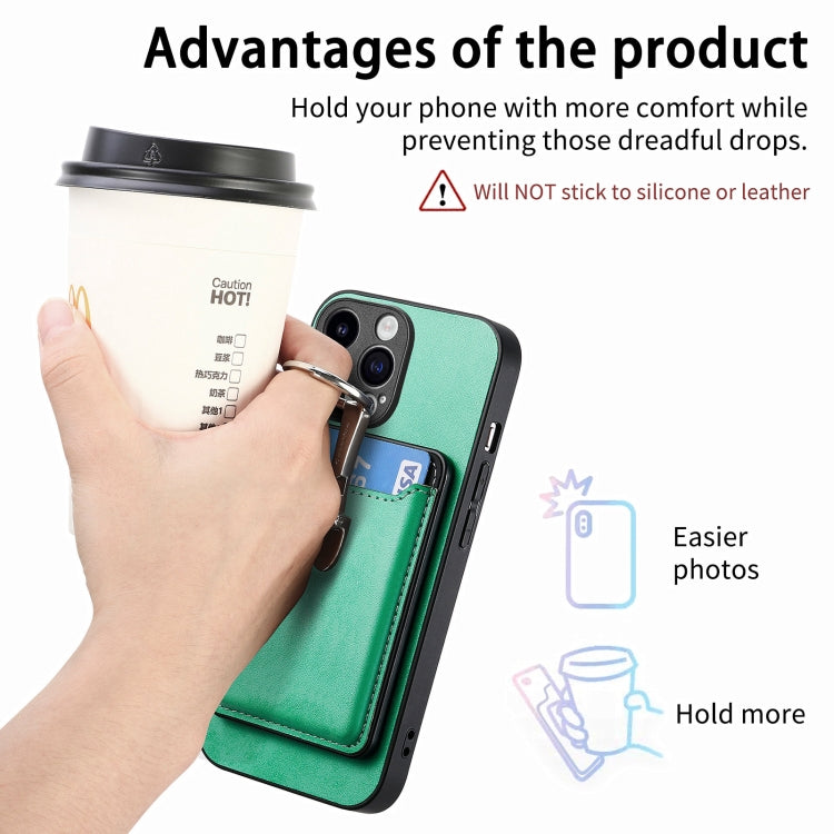 For iPhone 15 Pro Max Skin Feel Ring Holder Wallet Magnetic Phone Case(Green) - HoMEdemic™ 