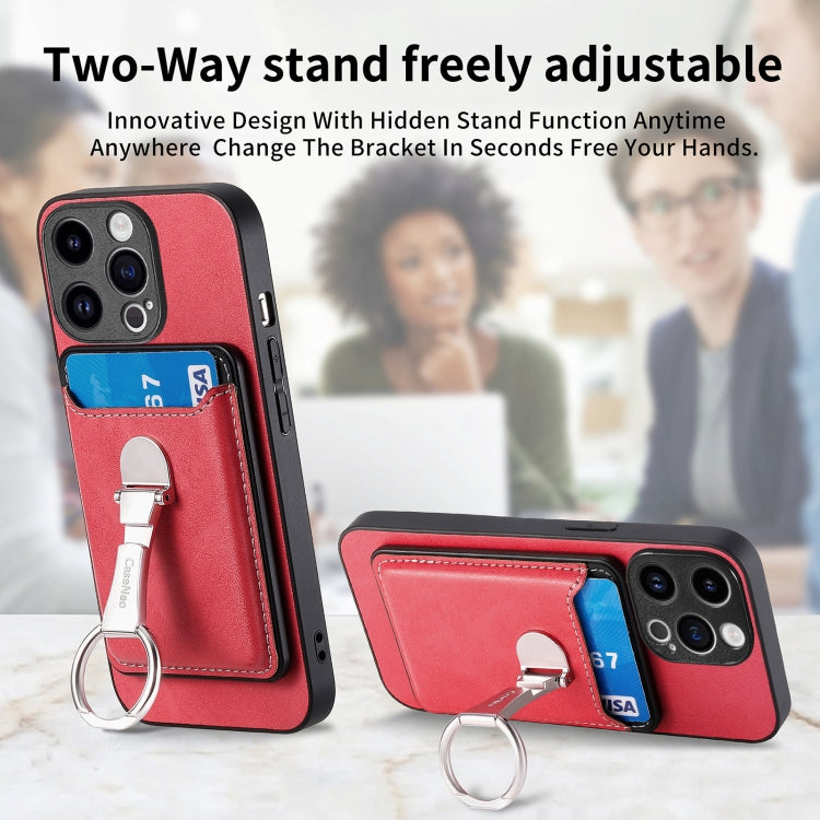 For iPhone 15 Pro Max Skin Feel Ring Holder Wallet Magnetic Phone Case(Red) - HoMEdemic™ 