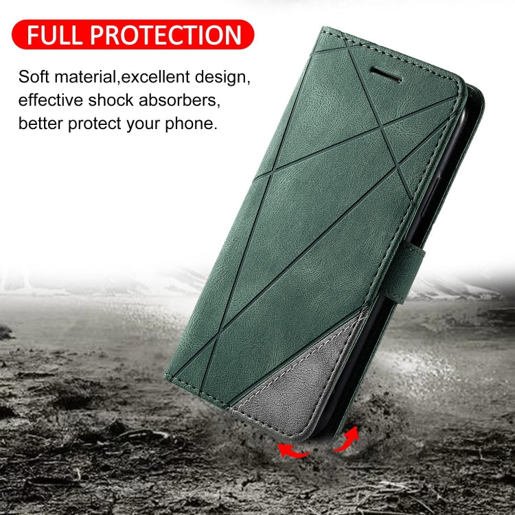 For iPhone 15 Pro Max Skin Feel Splicing Leather Phone Case(Green) - HoMEdemic™ 