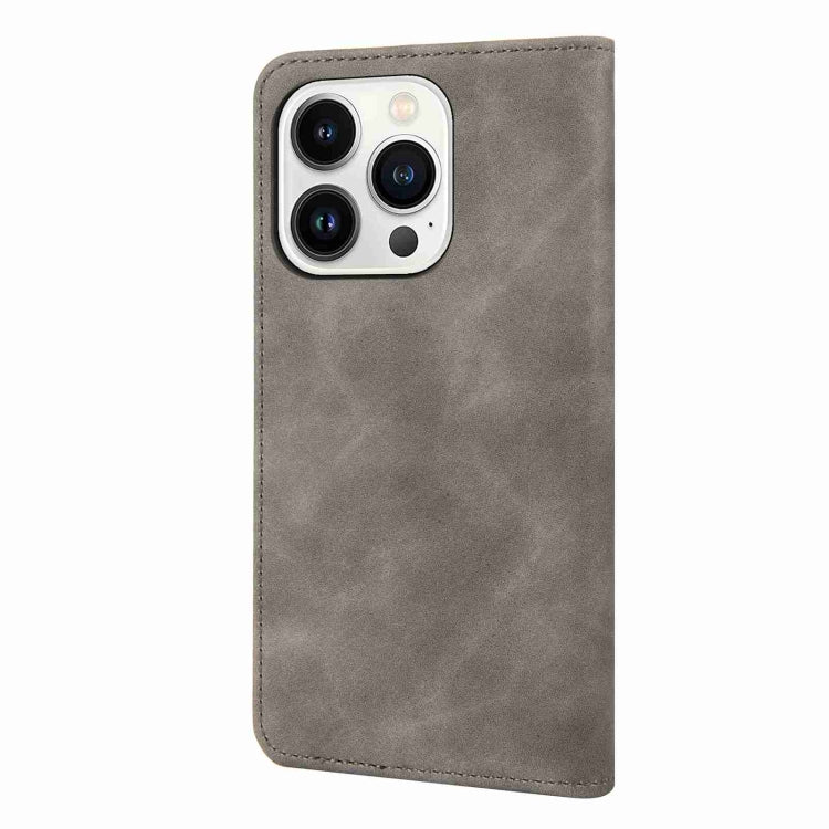 For iPhone 15 Pro Max Skin Feel Splicing Leather Phone Case(Grey) - HoMEdemic™ 