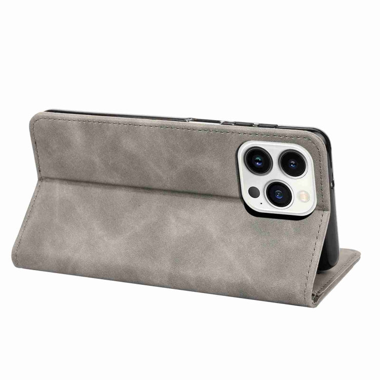 For iPhone 15 Pro Max Skin Feel Splicing Leather Phone Case(Grey) - HoMEdemic™ 