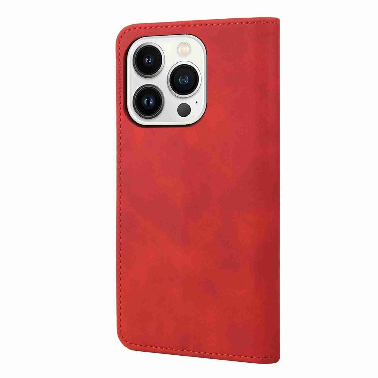 For iPhone 15 Pro Max Skin Feel Splicing Leather Phone Case(Red) - HoMEdemic™ 
