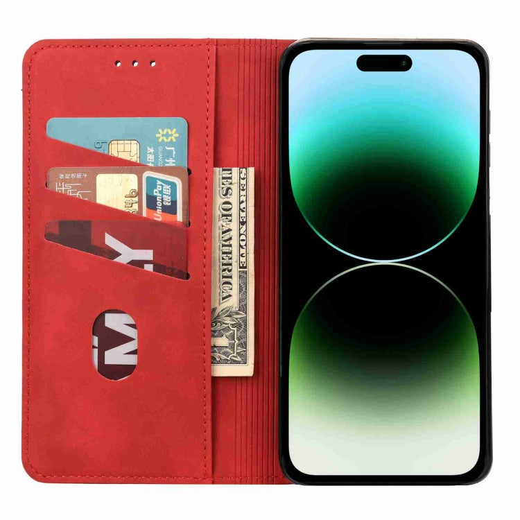 For iPhone 15 Pro Max Skin Feel Splicing Leather Phone Case(Red) - HoMEdemic™ 