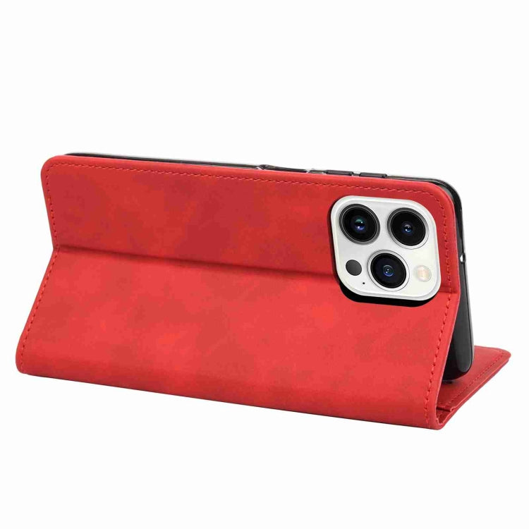 For iPhone 15 Pro Max Skin Feel Splicing Leather Phone Case(Red) - HoMEdemic™ 