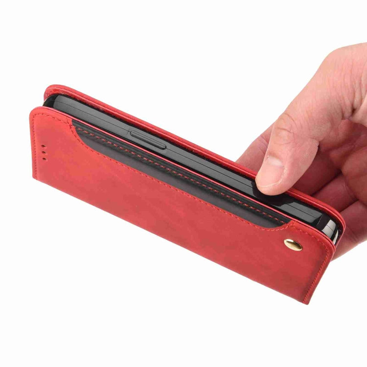 For iPhone 15 Pro Max Skin Feel Splicing Leather Phone Case(Red) - HoMEdemic™ 