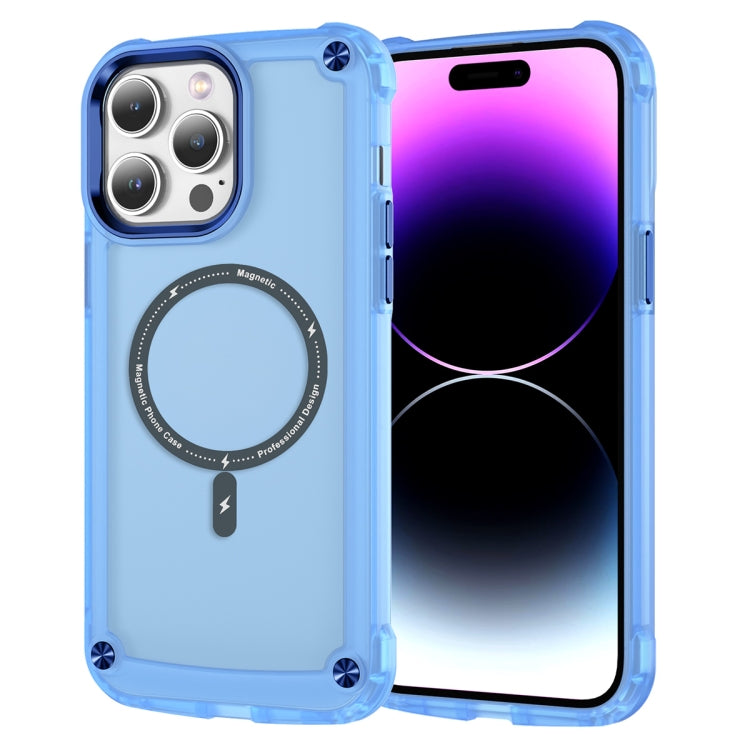 For iPhone 15 Pro Max Skin Feel TPU + PC MagSafe Magnetic Phone Case(Transparent Blue) - HoMEdemic™ 