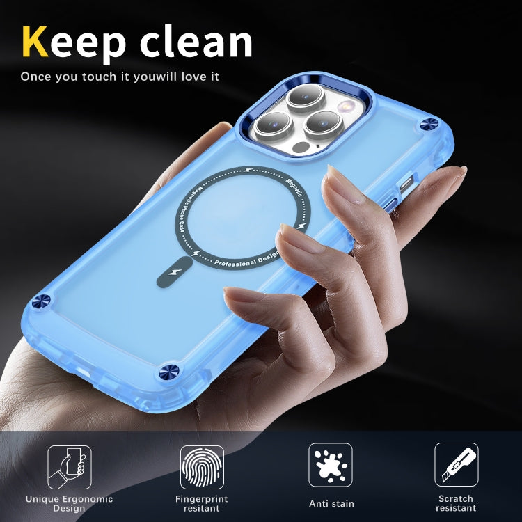 For iPhone 15 Pro Max Skin Feel TPU + PC MagSafe Magnetic Phone Case(Transparent Blue) - HoMEdemic™ 