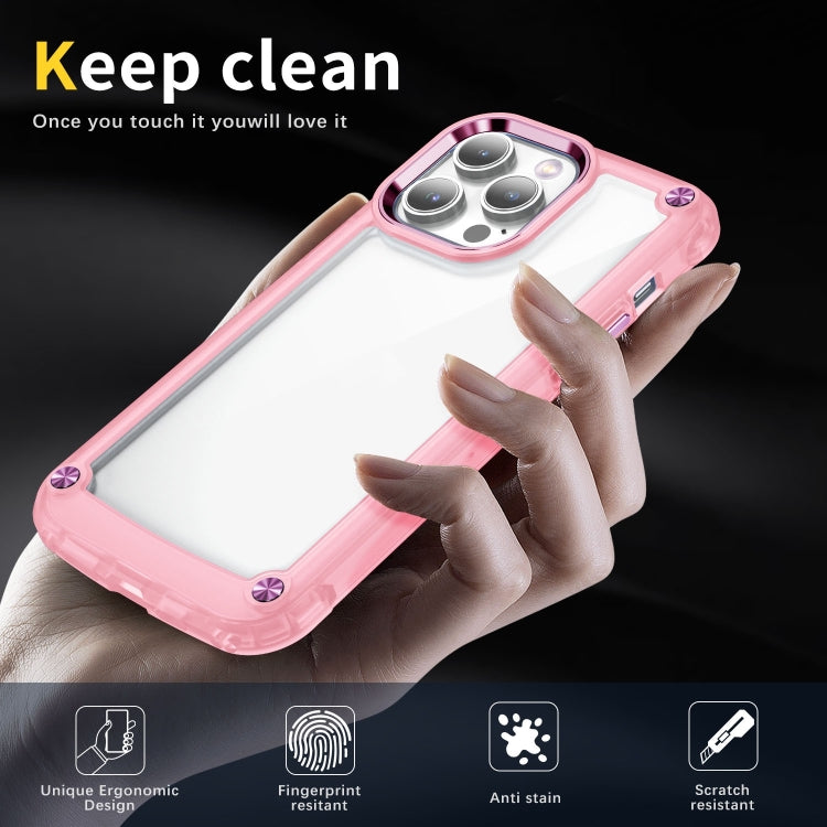 For iPhone 15 Pro Max Skin Feel TPU + PC Phone Case(Transparent Pink) - HoMEdemic™ 