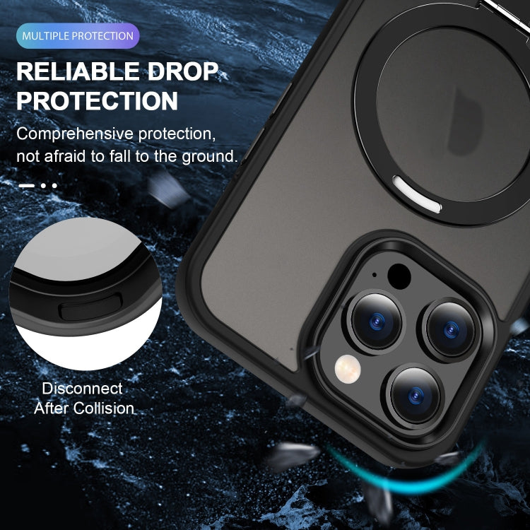 For iPhone 15 Pro Max Skin-feel MagSafe Holder PC Hybrid TPU Phone Case(Black) - HoMEdemic™ 