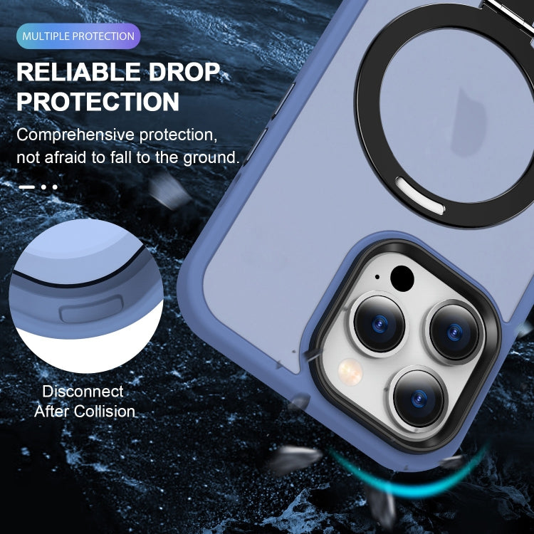 For iPhone 15 Pro Max Skin-feel MagSafe Holder PC Hybrid TPU Phone Case(Blue) - HoMEdemic™ 