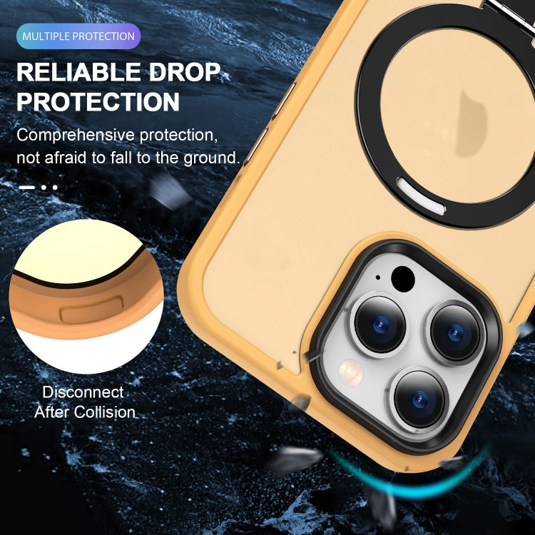 For iPhone 15 Pro Max Skin-feel MagSafe Holder PC Hybrid TPU Phone Case(Orange) - HoMEdemic™ 