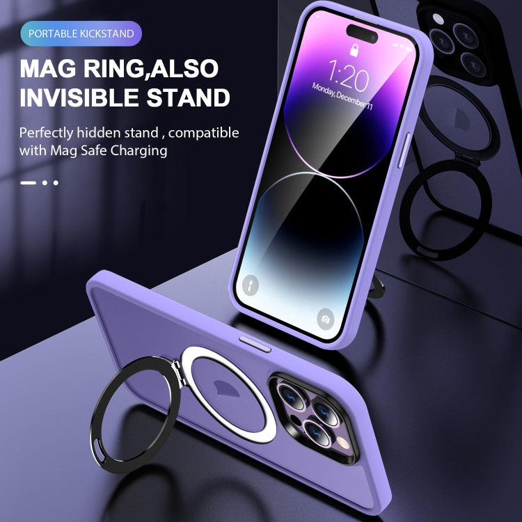 For iPhone 15 Pro Max Skin-feel MagSafe Holder PC Hybrid TPU Phone Case(Purple) - HoMEdemic™ 