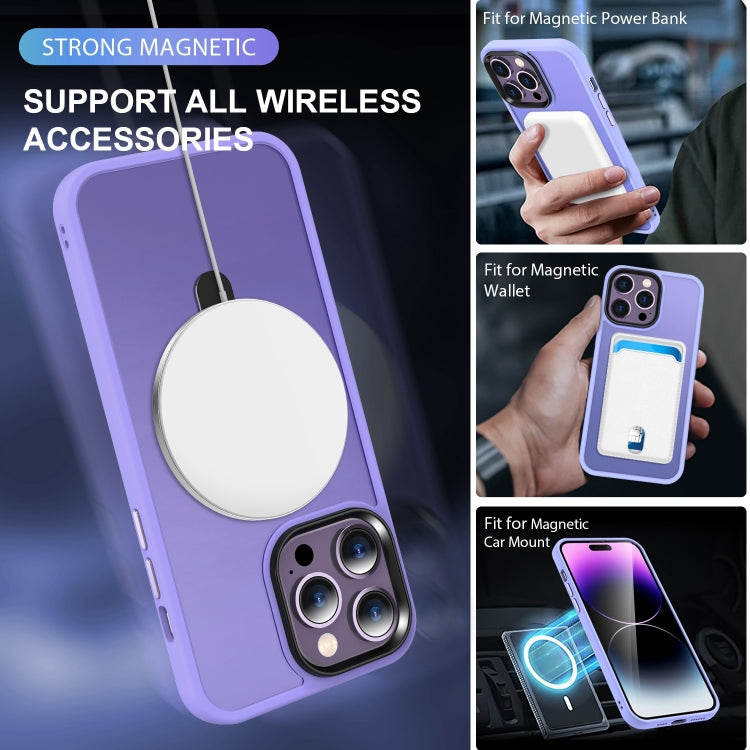 For iPhone 15 Pro Max Skin-feel MagSafe Holder PC Hybrid TPU Phone Case(Purple) - HoMEdemic™ 