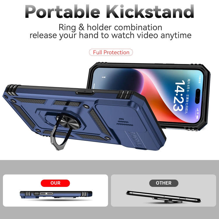 For iPhone 15 Pro Max Sliding Camshield Holder Phone Case(Blue) - HoMEdemic™ 