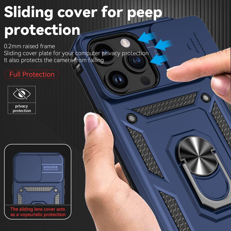 For iPhone 15 Pro Max Sliding Camshield Holder Phone Case(Blue) - HoMEdemic™ 