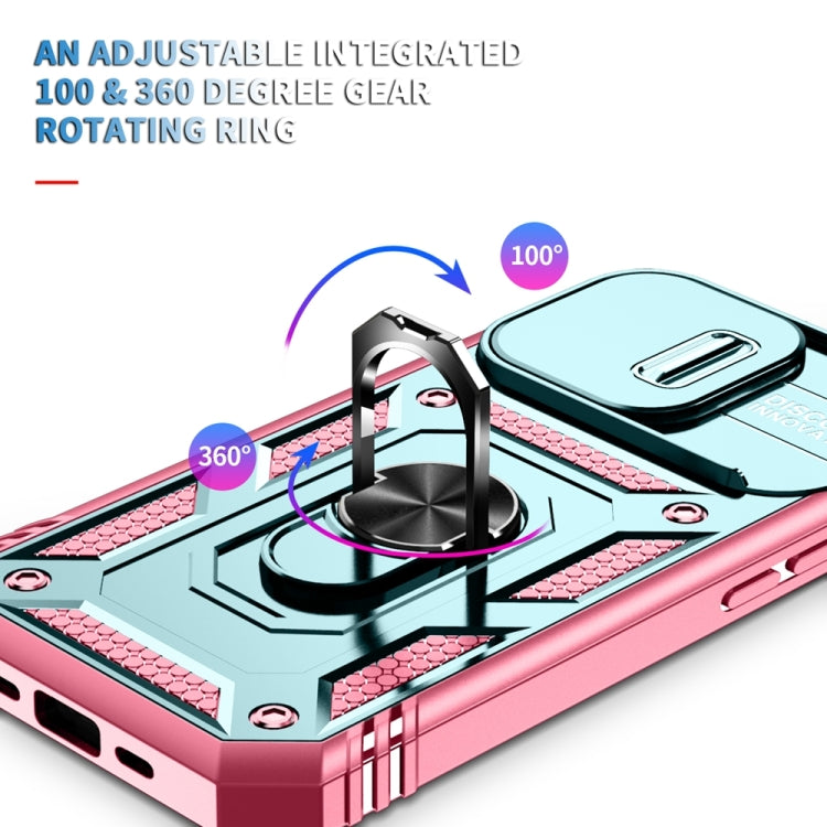 For iPhone 15 Pro Max Sliding Camshield Holder Phone Case(Green+Pink) - HoMEdemic™ 
