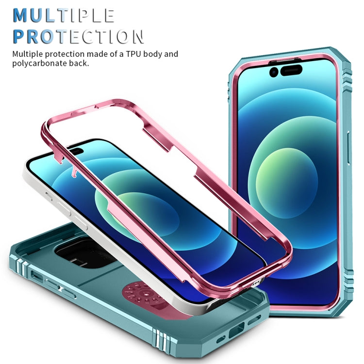 For iPhone 15 Pro Max Sliding Camshield Holder Phone Case(Pink+Green) - HoMEdemic™ 