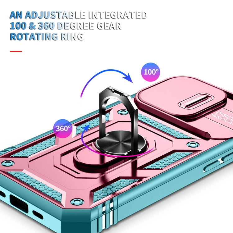 For iPhone 15 Pro Max Sliding Camshield Holder Phone Case(Pink+Green) - HoMEdemic™ 