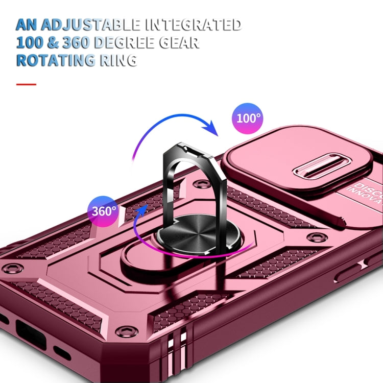 For iPhone 15 Pro Max Sliding Camshield Holder Phone Case(Pink+Rose Red) - HoMEdemic™ 
