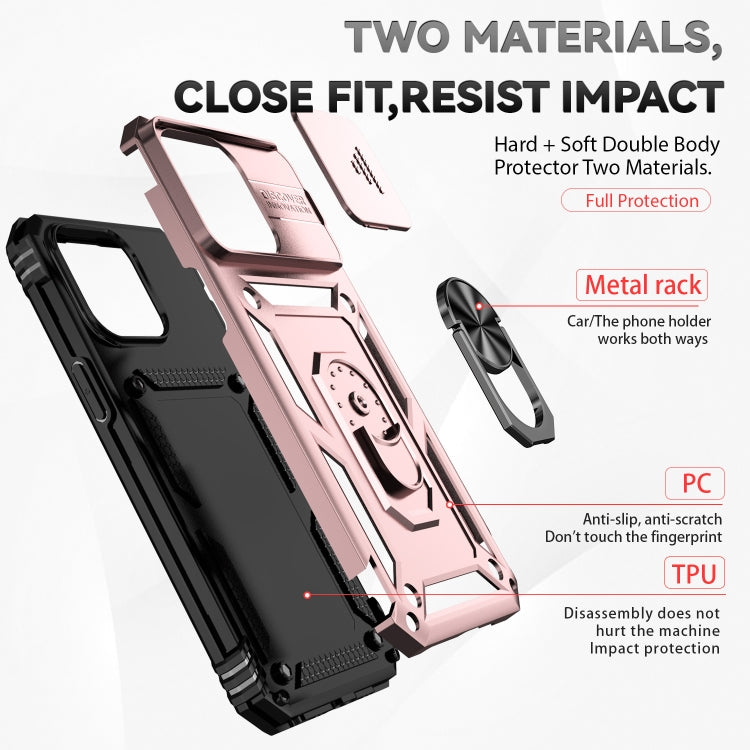 For iPhone 15 Pro Max Sliding Camshield Holder Phone Case(Rose Gold) - HoMEdemic™ 