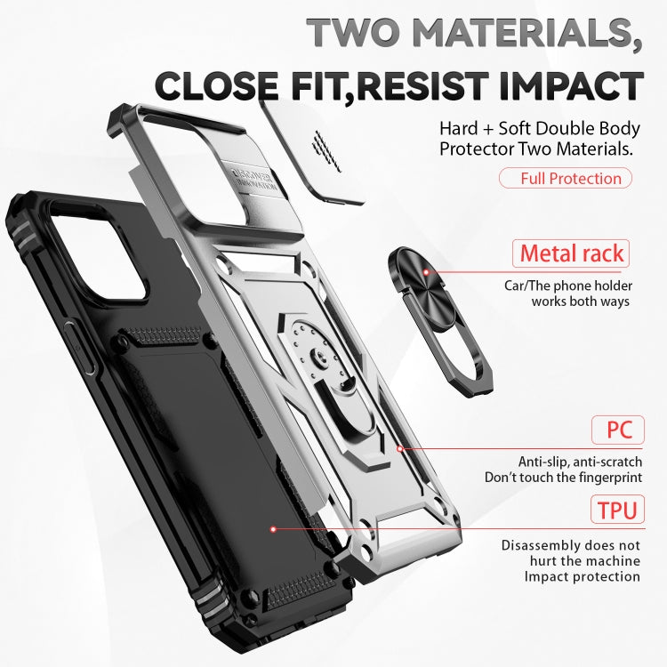 For iPhone 15 Pro Max Sliding Camshield Holder Phone Case(Silver) - HoMEdemic™ 