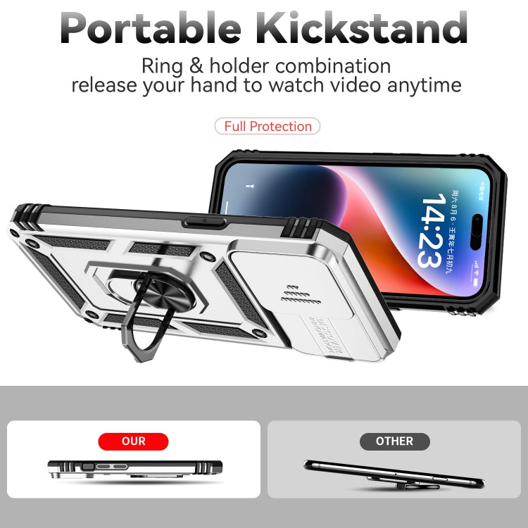 For iPhone 15 Pro Max Sliding Camshield Holder Phone Case(Silver) - HoMEdemic™ 