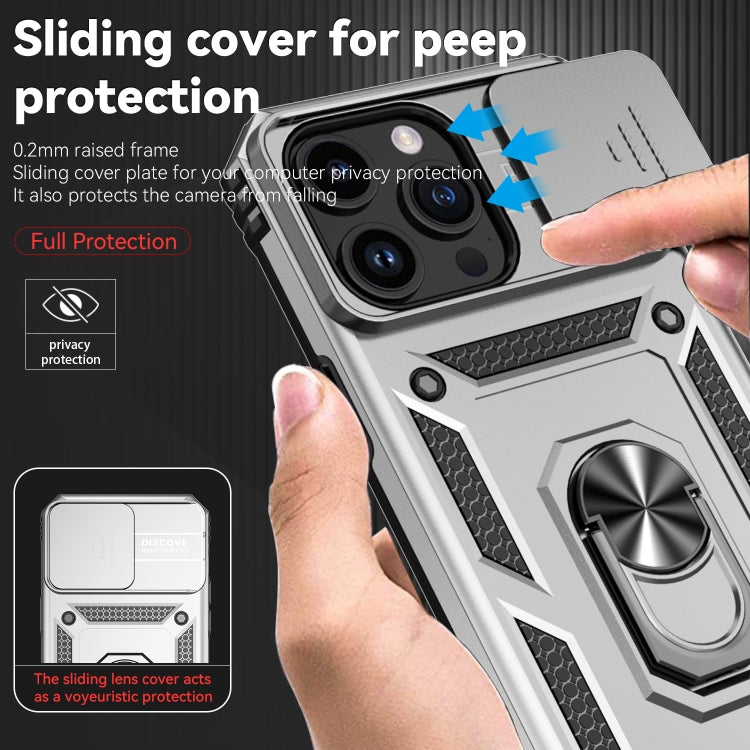 For iPhone 15 Pro Max Sliding Camshield Holder Phone Case(Silver) - HoMEdemic™ 