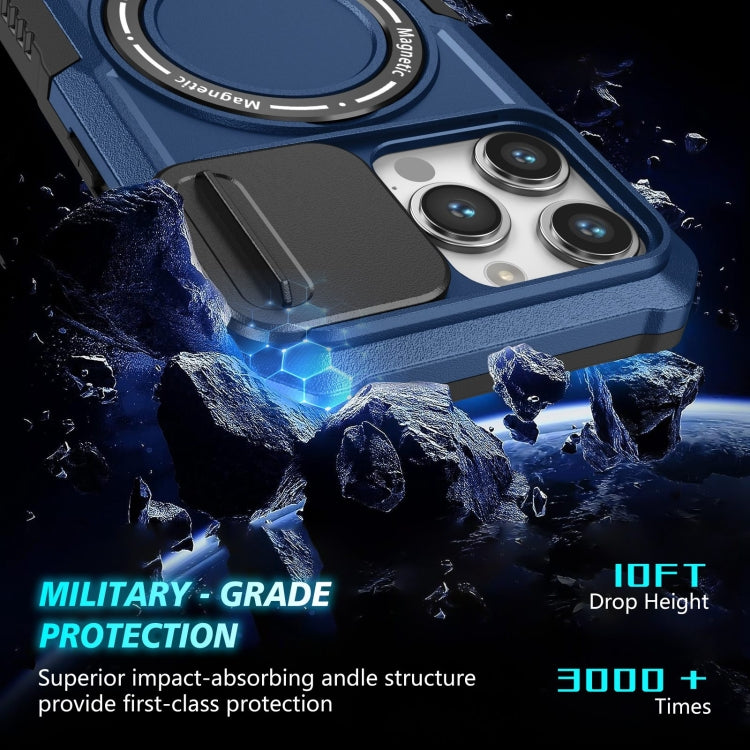 For iPhone 15 Pro Max Sliding Camshield MagSafe Holder TPU Hybrid PC Phone Case(Royal Blue) - HoMEdemic™ 