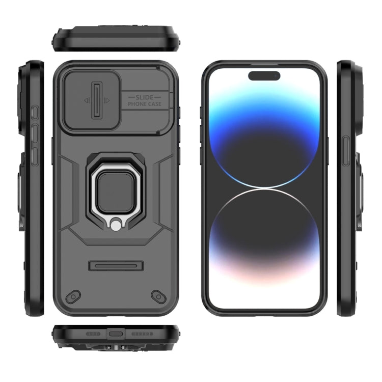 For iPhone 15 Pro Max Sliding Camshield TPU + PC Shockproof Phone Case with Holder(Black) - HoMEdemic™ 