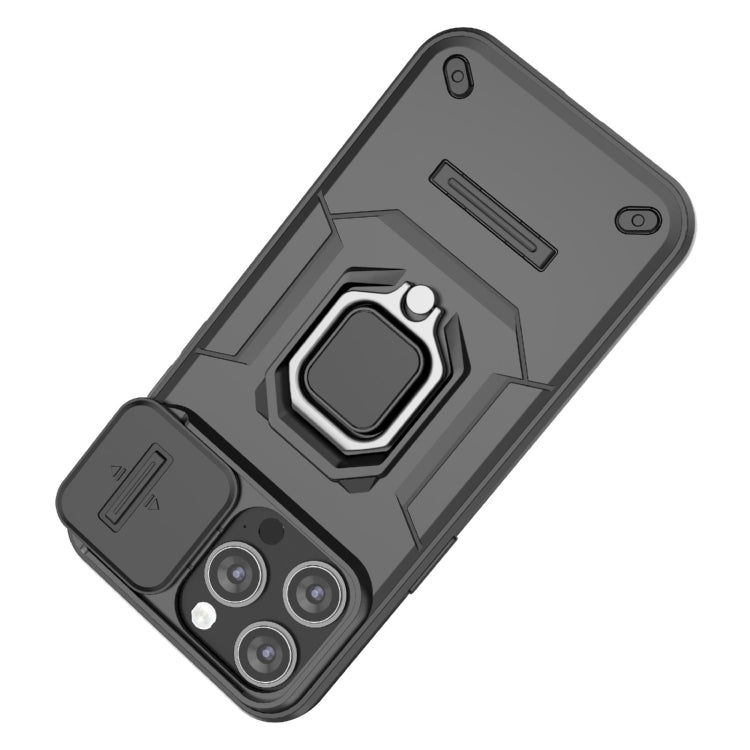 For iPhone 15 Pro Max Sliding Camshield TPU + PC Shockproof Phone Case with Holder(Grey) - HoMEdemic™ 