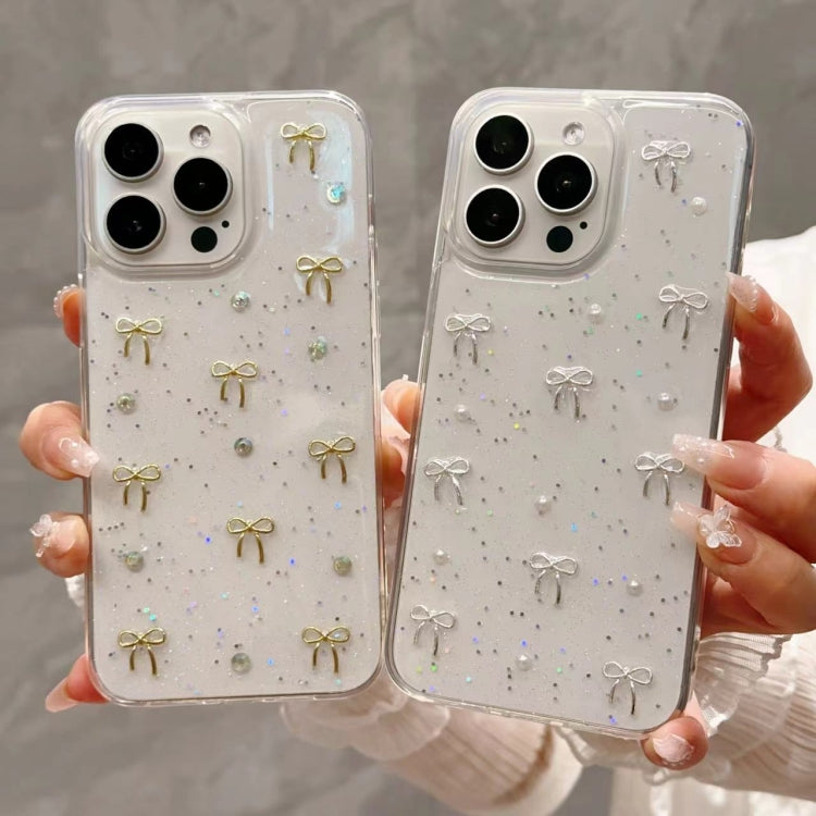 For iPhone 15 Pro Max Small Fresh Bow TPU Phone Case(Silver Bow) - HoMEdemic™ 