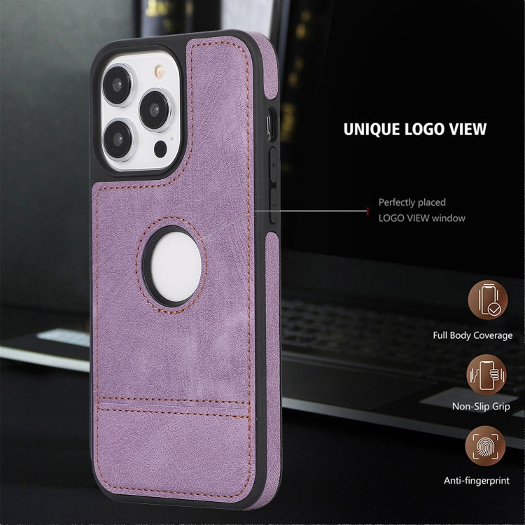 For iPhone 15 Pro Max Splicing Sewing Hollow Cutout PU Phone Case(Purple) - HoMEdemic™ 