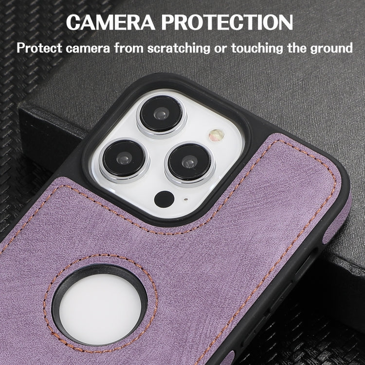 For iPhone 15 Pro Max Splicing Sewing Hollow Cutout PU Phone Case(Purple) - HoMEdemic™ 