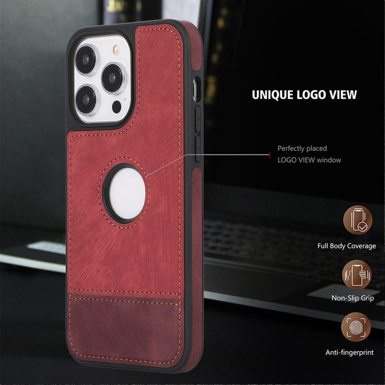 For iPhone 15 Pro Max Splicing Sewing Hollow Cutout PU Phone Case(Red) - HoMEdemic™ 