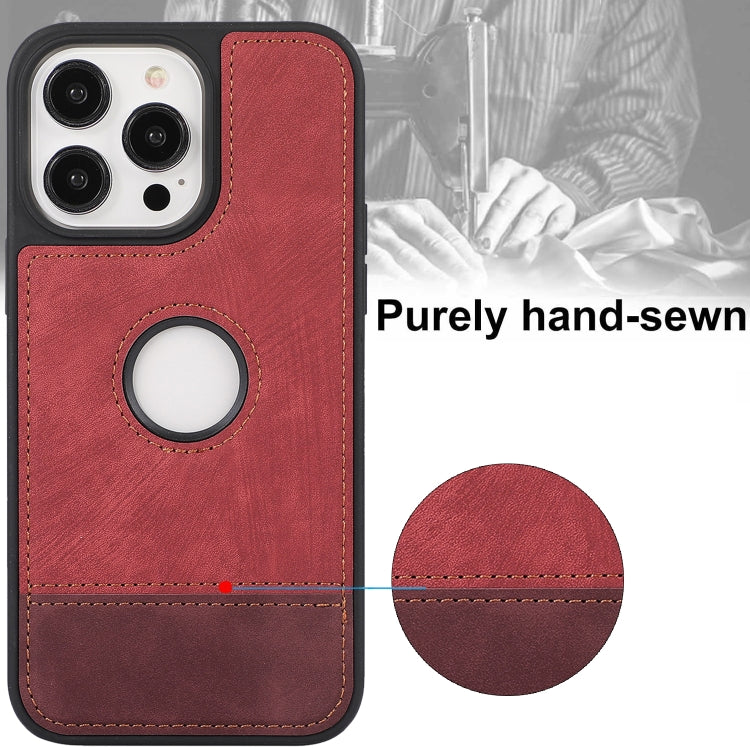 For iPhone 15 Pro Max Splicing Sewing Hollow Cutout PU Phone Case(Red) - HoMEdemic™ 