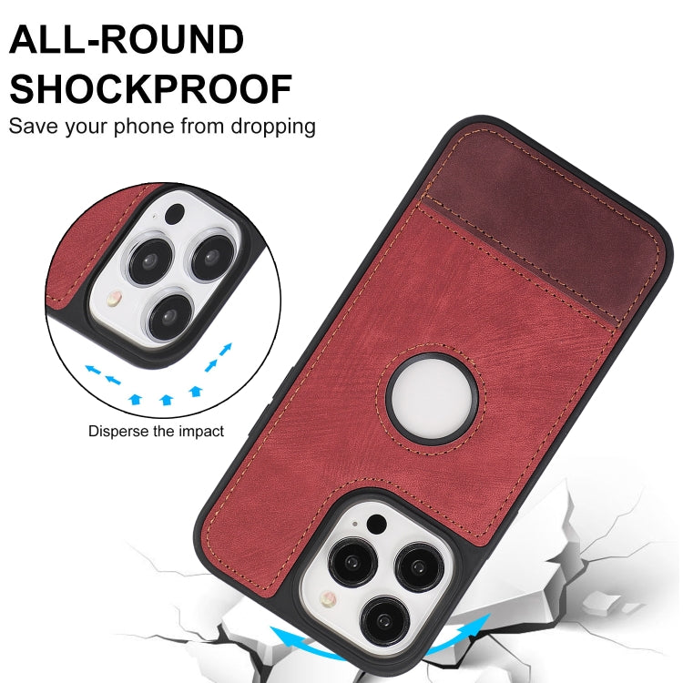 For iPhone 15 Pro Max Splicing Sewing Hollow Cutout PU Phone Case(Red) - HoMEdemic™ 