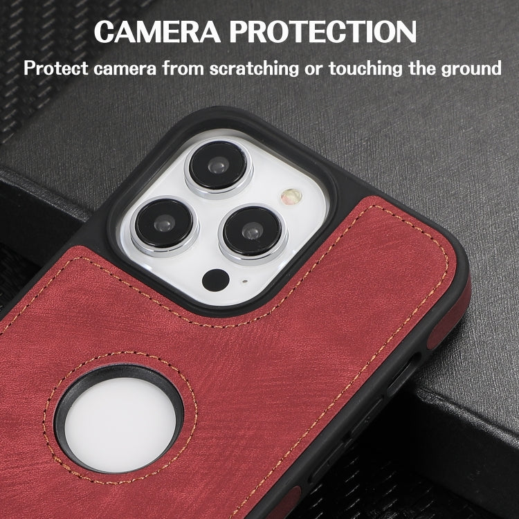 For iPhone 15 Pro Max Splicing Sewing Hollow Cutout PU Phone Case(Red) - HoMEdemic™ 