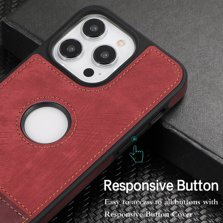 For iPhone 15 Pro Max Splicing Sewing Hollow Cutout PU Phone Case(Red) - HoMEdemic™ 