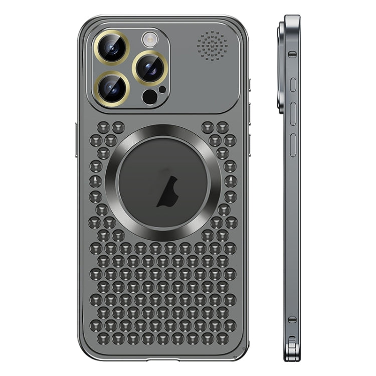 For iPhone 15 Pro Max Spring Buckle MagSafe Magnetic Metal Aromatherapy Phone Case(Black) - HoMEdemic™ 