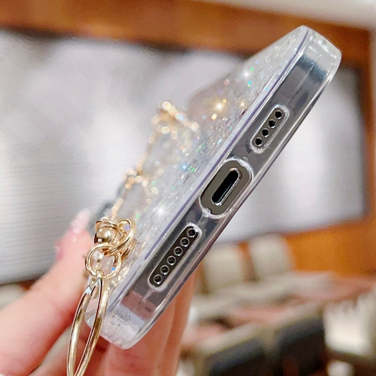 For iPhone 15 Pro Max Starry Sequin Butterfly Chain Epoxy TPU Phone Case(Blue) - HoMEdemic™ 