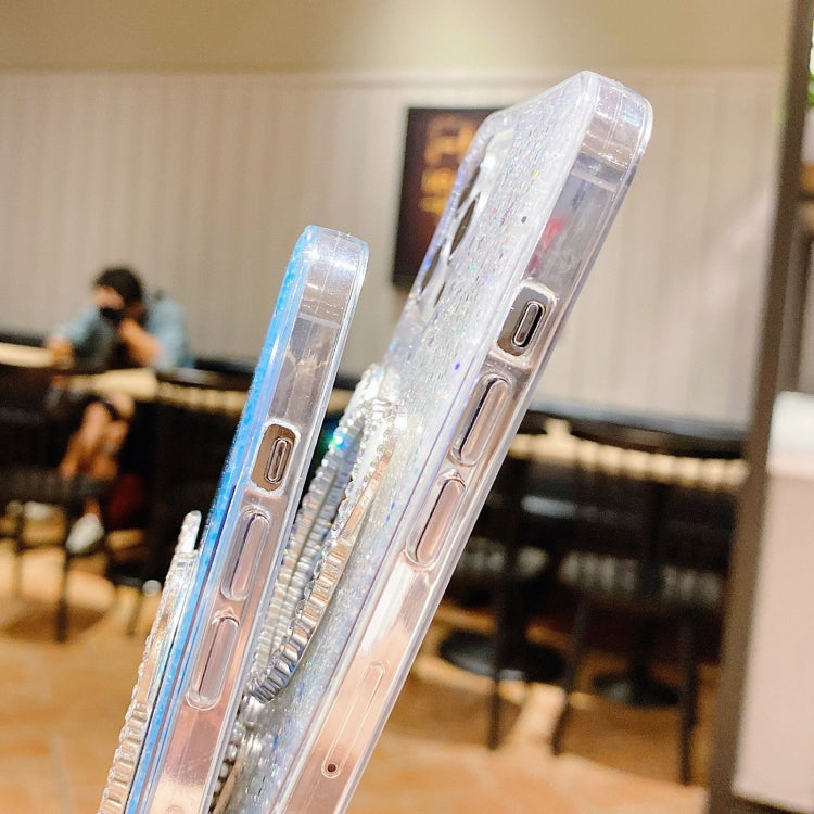 For iPhone 15 Pro Max Starry Sequin Diamond Cat Ears Mirror Epoxy TPU Phone Case(Blue) - HoMEdemic™ 