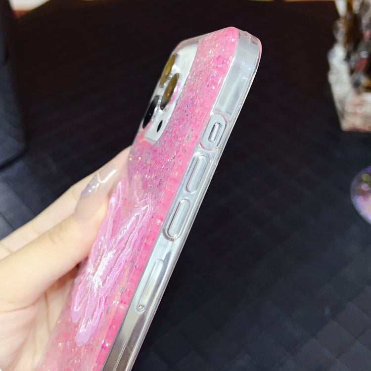 For iPhone 15 Pro Max Starry Sequin Embroidered Butterfly Epoxy TPU Phone Case(Pink) - HoMEdemic™ 